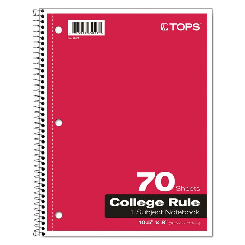 TOPS Oxford Spiral Notebook, 1-Subject, College Ruled Paper, 70 Sheets, Color May Vary, 1/Notebook (65021) (Pack of 1) - Image 5